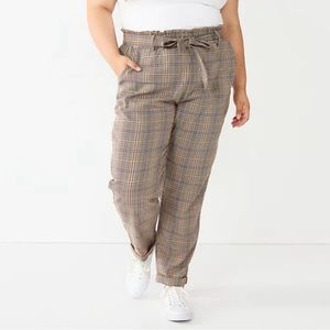 High-rise paperbag tapered leg pants